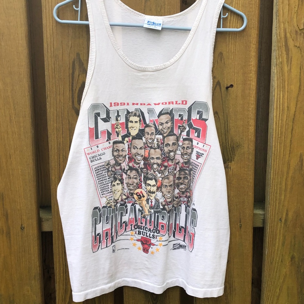 Chicago Bulls 1991 NBA Championship Michael Jordan Vintage Salem Tank Top